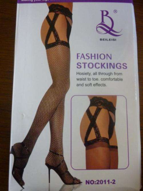 Sexy  Opaque Stockings with Integrated Lace Garter